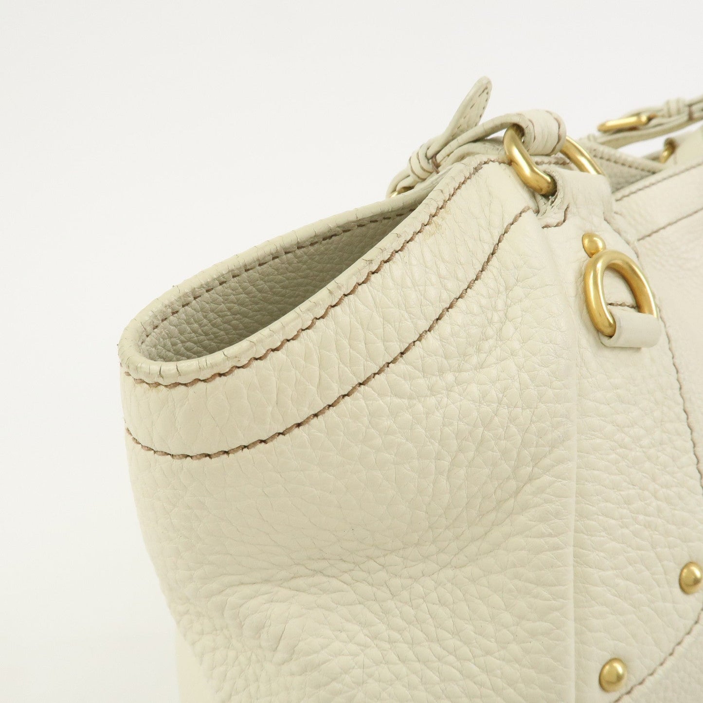 Prada Logo Calf Leather Tote Bag Shoulder Bag Ivory BR3844【Pre-order】