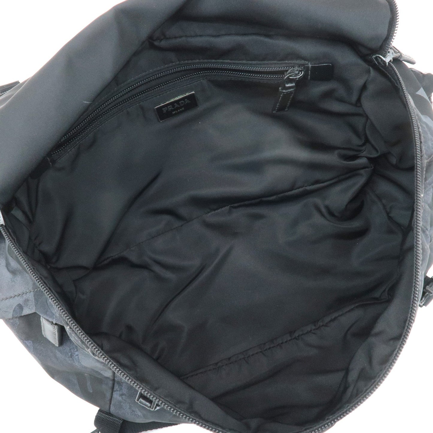 Prada Triangle Logo Nylon Camouflage Shoulder Bag Black Gray Navy Used【Pre-order】