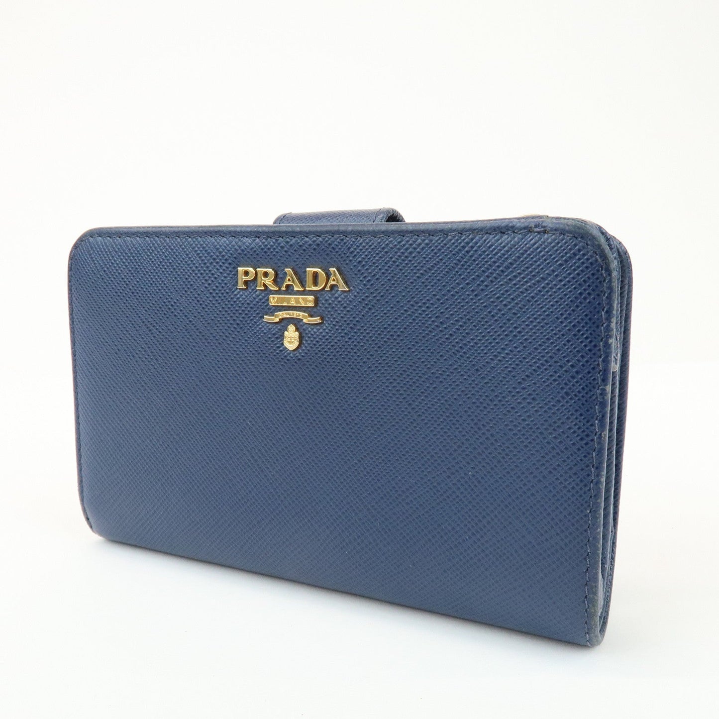 Prada Saffiano Leather Compact Wallet Navy Gold 1ML225【Pre-order】
