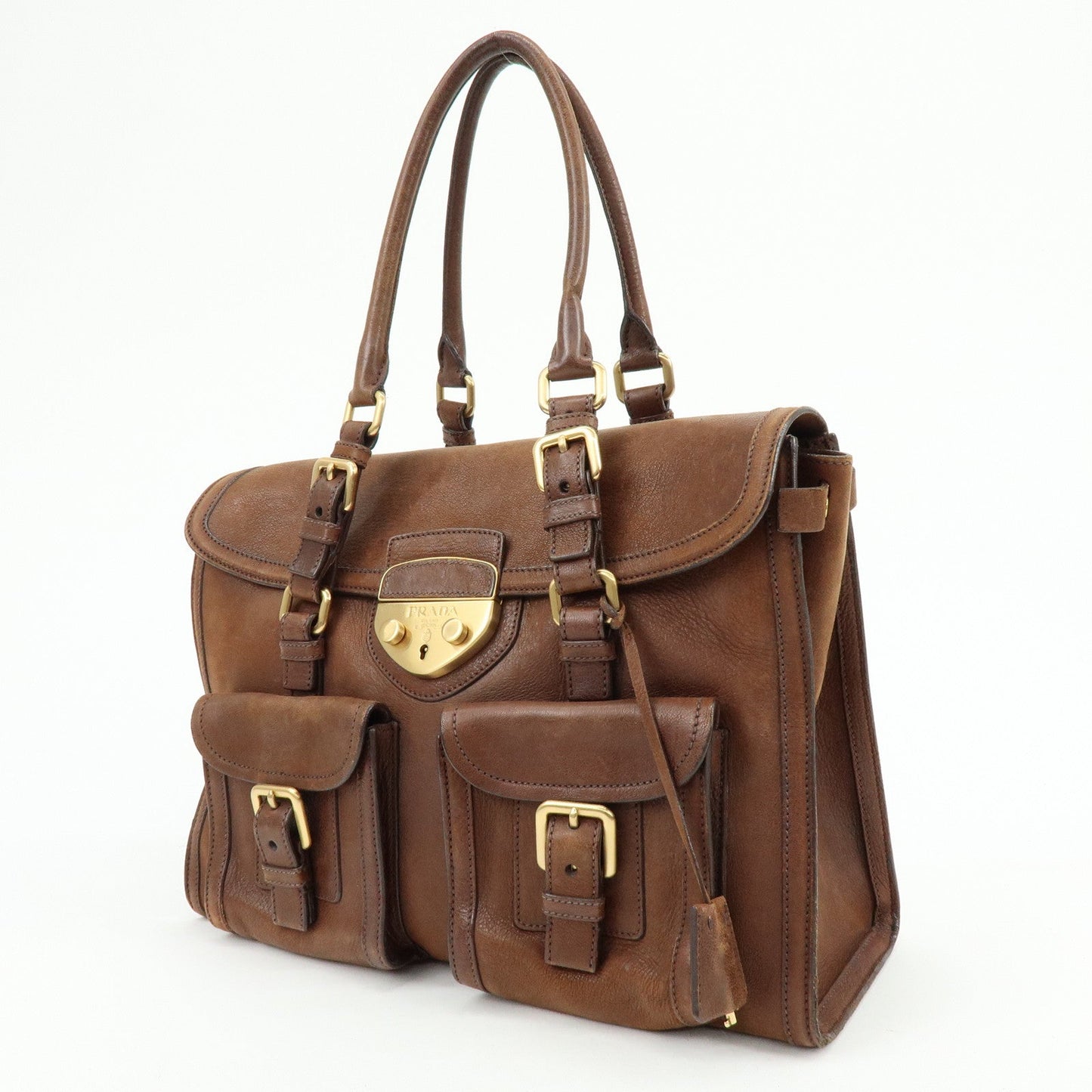 Prada Leather Shoulder Bag Hand Bag Brown BR3130【Pre-order】
