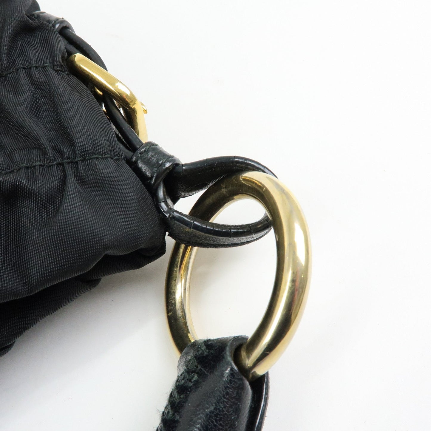 Prada Ribbon Nylon Leather Shoulder Bag Hand Bag Black BR4237【Pre-order】
