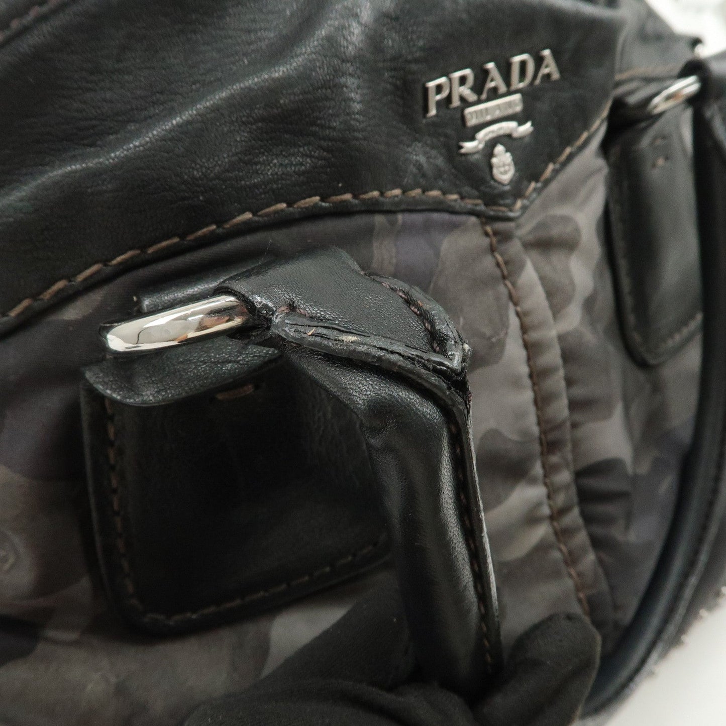 Prada Nylon Leather 2Way Hand Shoulder Bag Black Camouflage BL0688【Pre-order】