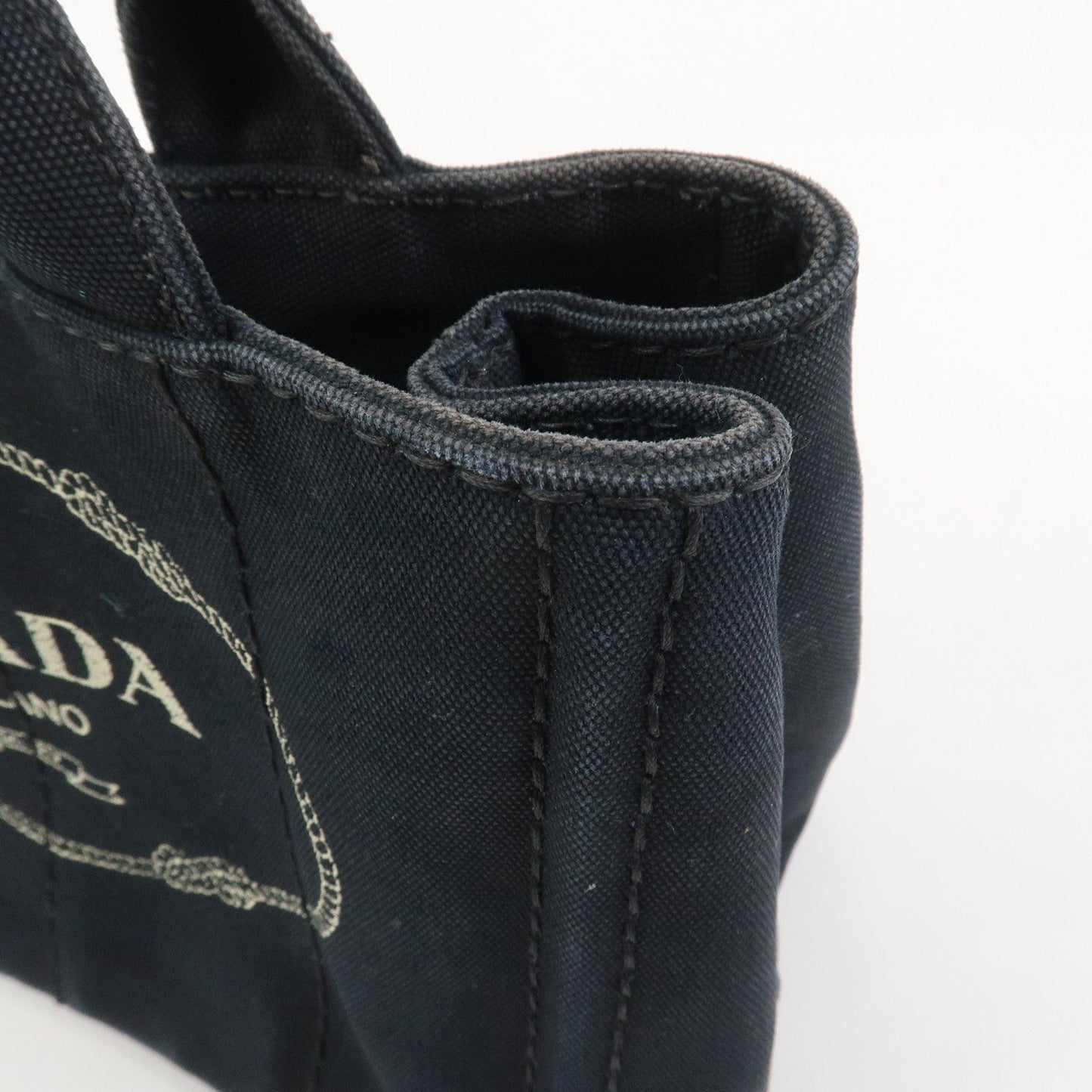 Prada Canapa Mini Triangle Logo Canvas 2Way Hand Bag Black 1BG439【Pre-order】
