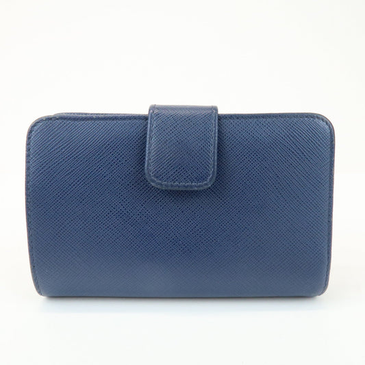 Prada Saffiano Leather Compact Wallet Navy Gold 1ML225【Pre-order】