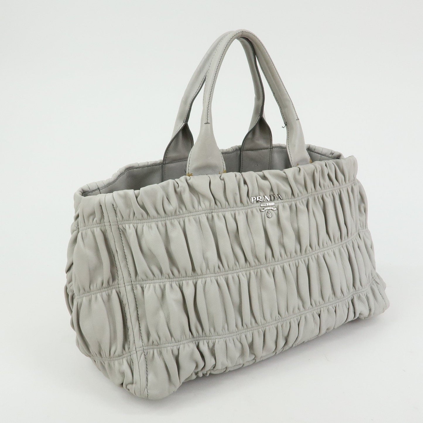 Prada Canapa Nappa Gaufre Leather Gathered Large Tote Hand Bag【Pre-order】