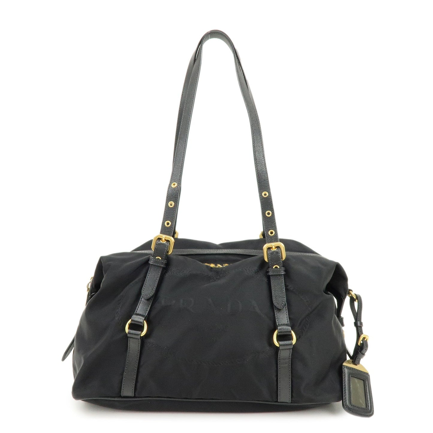 Prada Logo Nylon Leather Boston Bag Shoulder Bag Black BL0600【Pre-order】