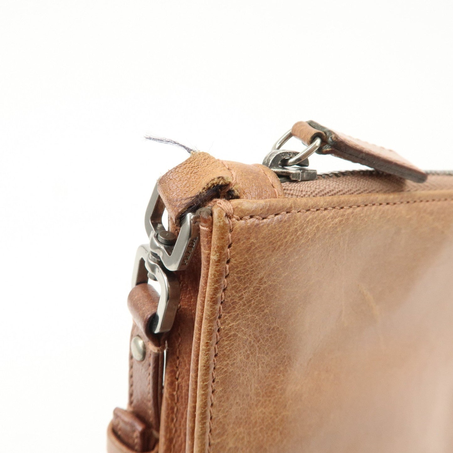 Prada Triangle Logo Leather Shoulder Bag Hand Bag Brown Used【Pre-order】