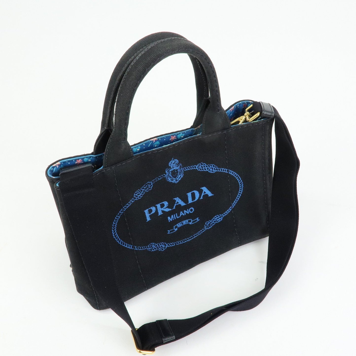 Prada Triangle Logo Canapa Mini Canvas 2Way Bag Hand Bag 1BG439【Pre-order】