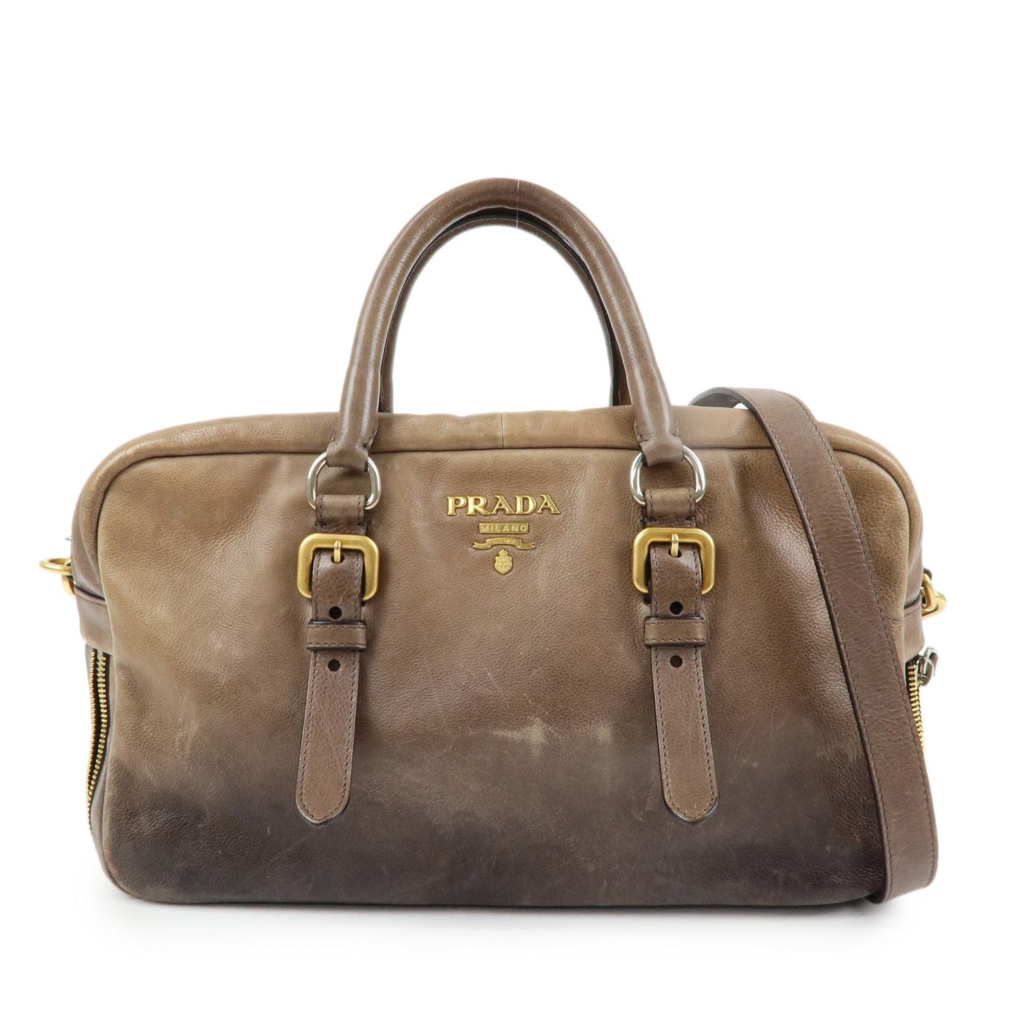 Prada Logo Leather 2Way Bag Hand Bag Shoulder Bag Brown BL0472【Pre-order】