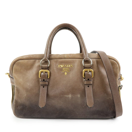 Prada Logo Leather 2Way Bag Hand Bag Shoulder Bag Brown BL0472【Pre-order】