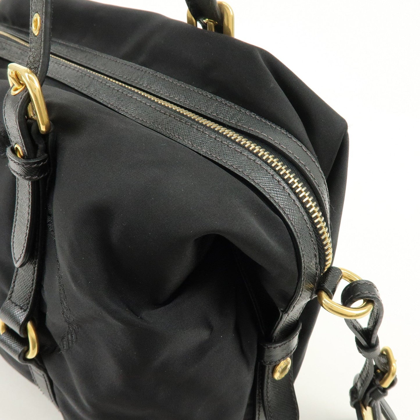 Prada Logo Nylon Leather Boston Bag Shoulder Bag Black BL0600【Pre-order】