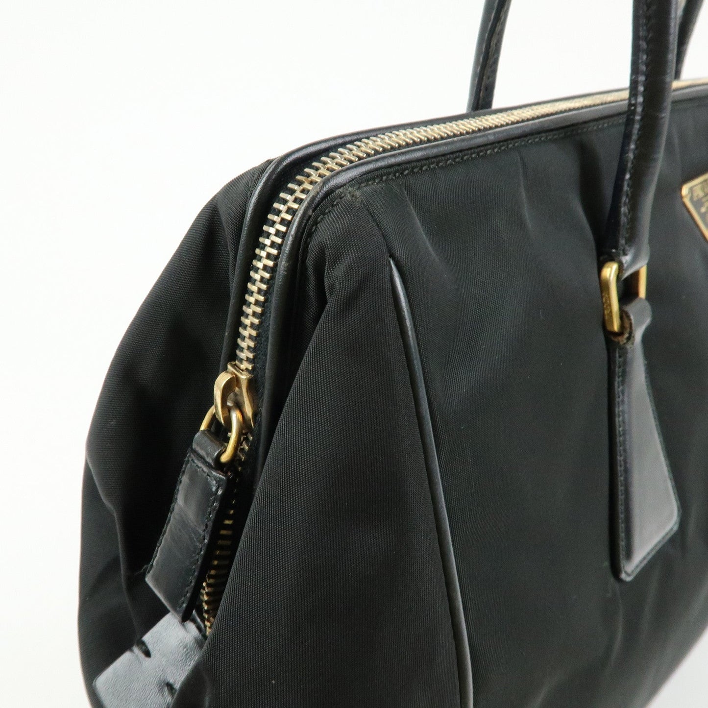 Prada Triangle Logo Nylon Leather Hand Bag Tote Shoulder Bag Black【Pre-order】