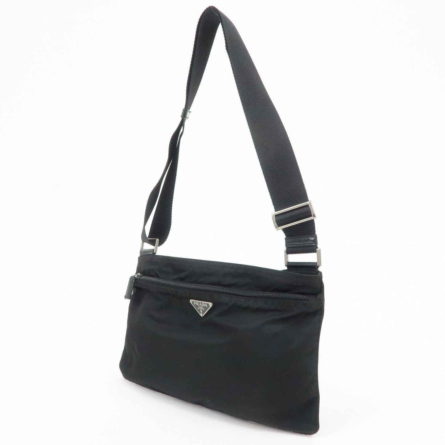 Prada Triangle Logo Nylon Leather Shoulder Bag Crossbody Bag Black【Pre-order】