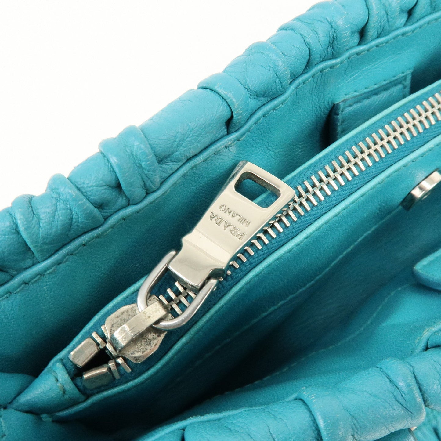 Prada Leather 2Way Bag Hand Bag Shoulder Bag Turquoise Blue【Pre-order】
