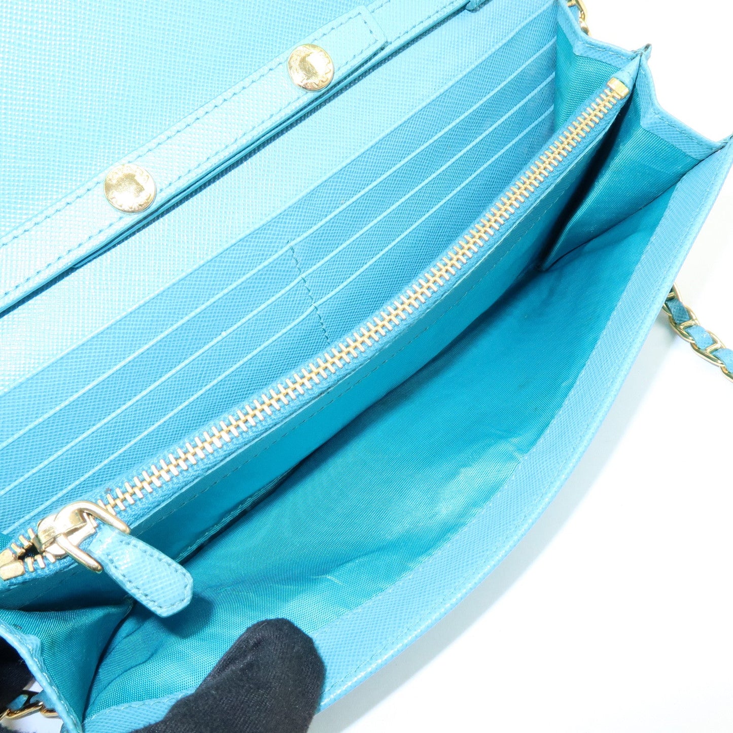 Prada Saffiano Leather Chain Wallet Shoulder Bag Blue 1M1290【Pre-order】