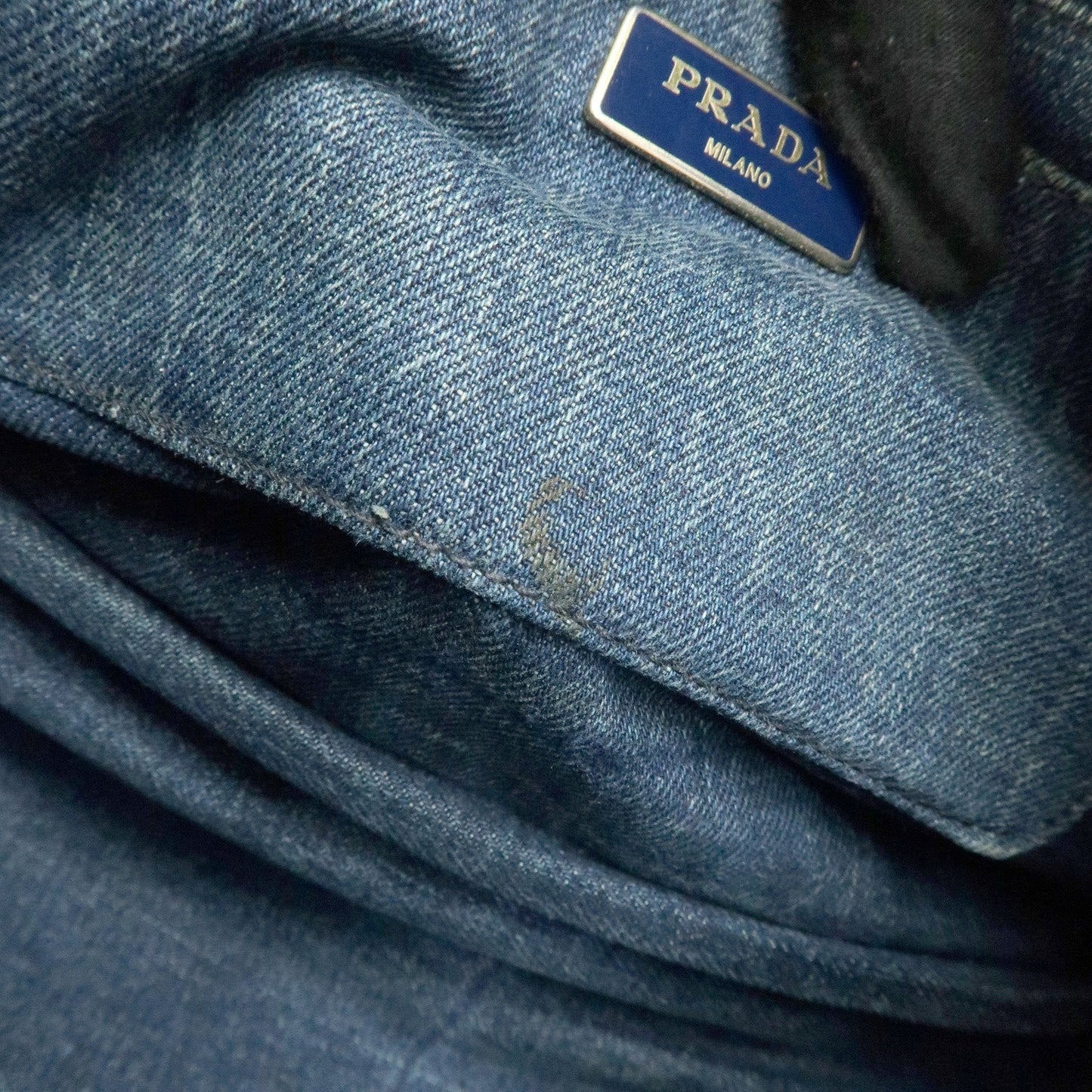 Prada Logo Canapa Canvas Denim Tote Bag Hand Bag Blue B1877B【Pre-order】