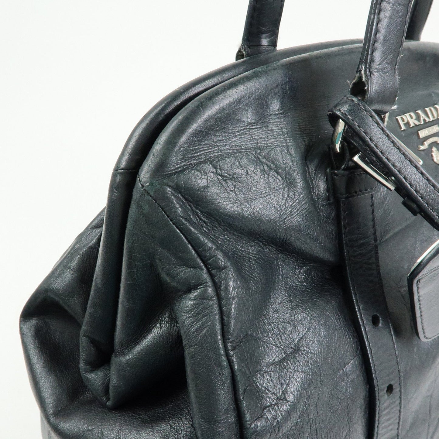 Prada Logo Leather Shoulder Bag Tote Bag Black Silver【Pre-order】