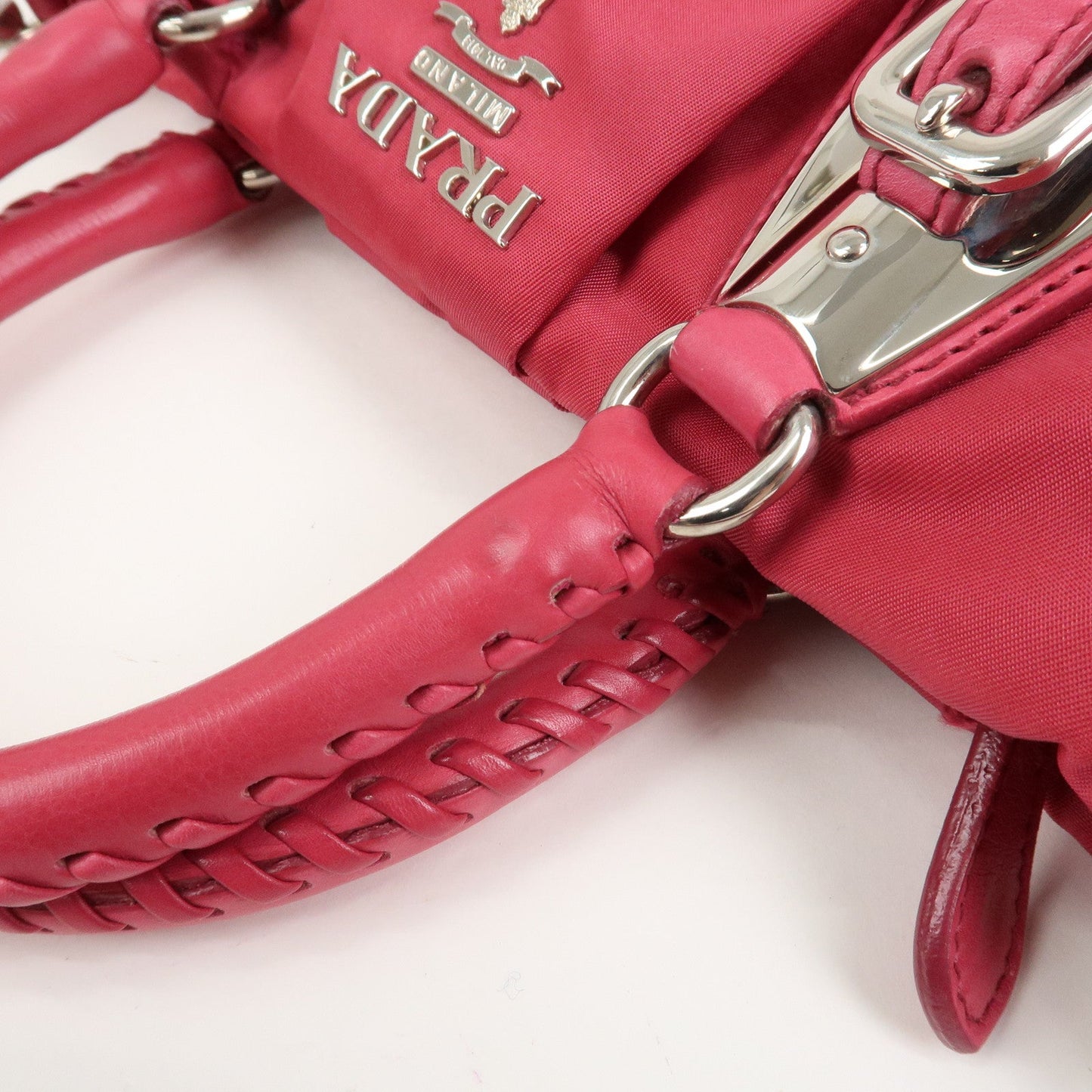 Prada Logo Nylon Leather 2Way Bag Hand Bag Shoulder Bag Pink【Pre-order】