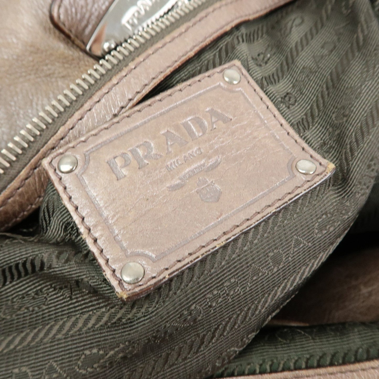 Prada Logo Leather Shoulder Bag Hand Bag Metallic Brown BR3901【Pre-order】