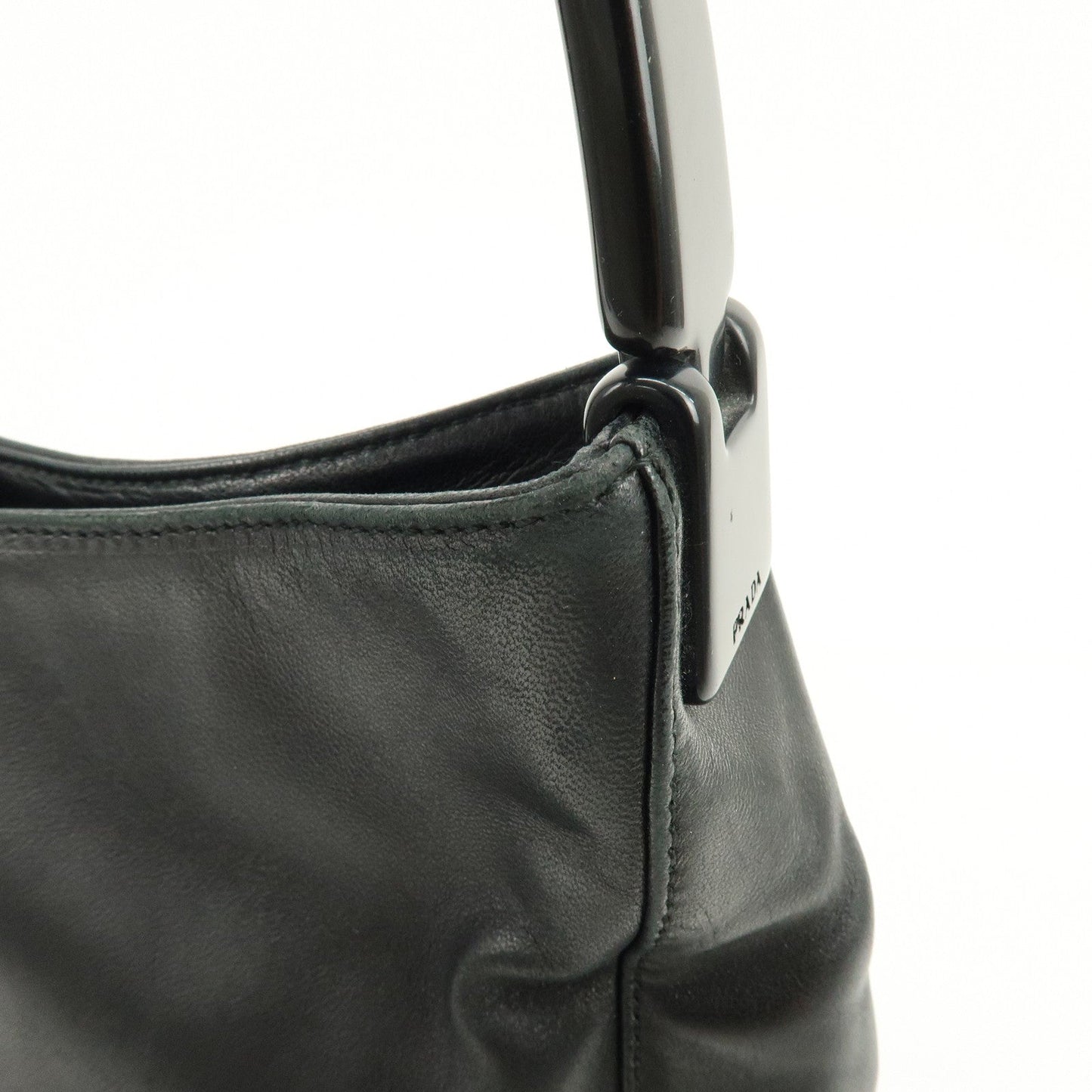 Prada Leather Plastic Hobo Shoulder Bag Hand Bag Black【Pre-order】