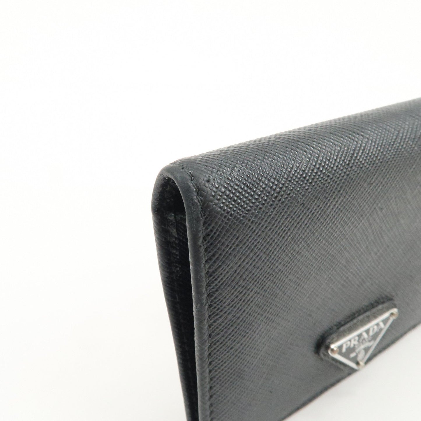 Prada Triangle Logo Saffiano Leather Bi-Fold Compact Wallet Black【Pre-order】