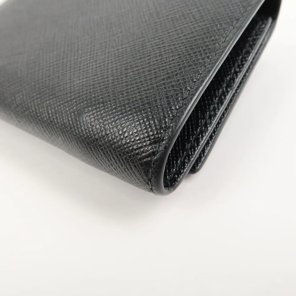 Prada Logo Saffiano Metal Tri-fold Small Wallet Black【Pre-order】