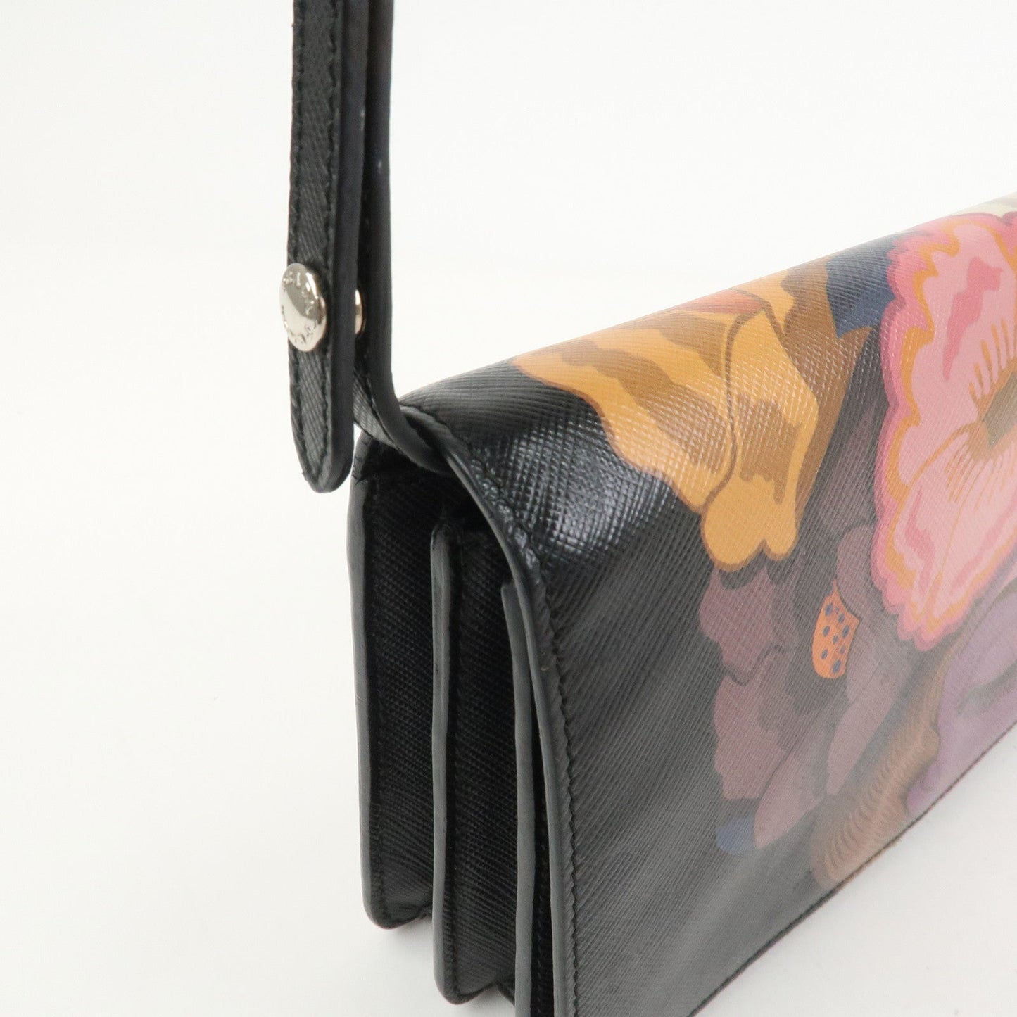 Prada Flower Print Saffiano Leather Shoulder Bag Hand Bag Black【Pre-order】