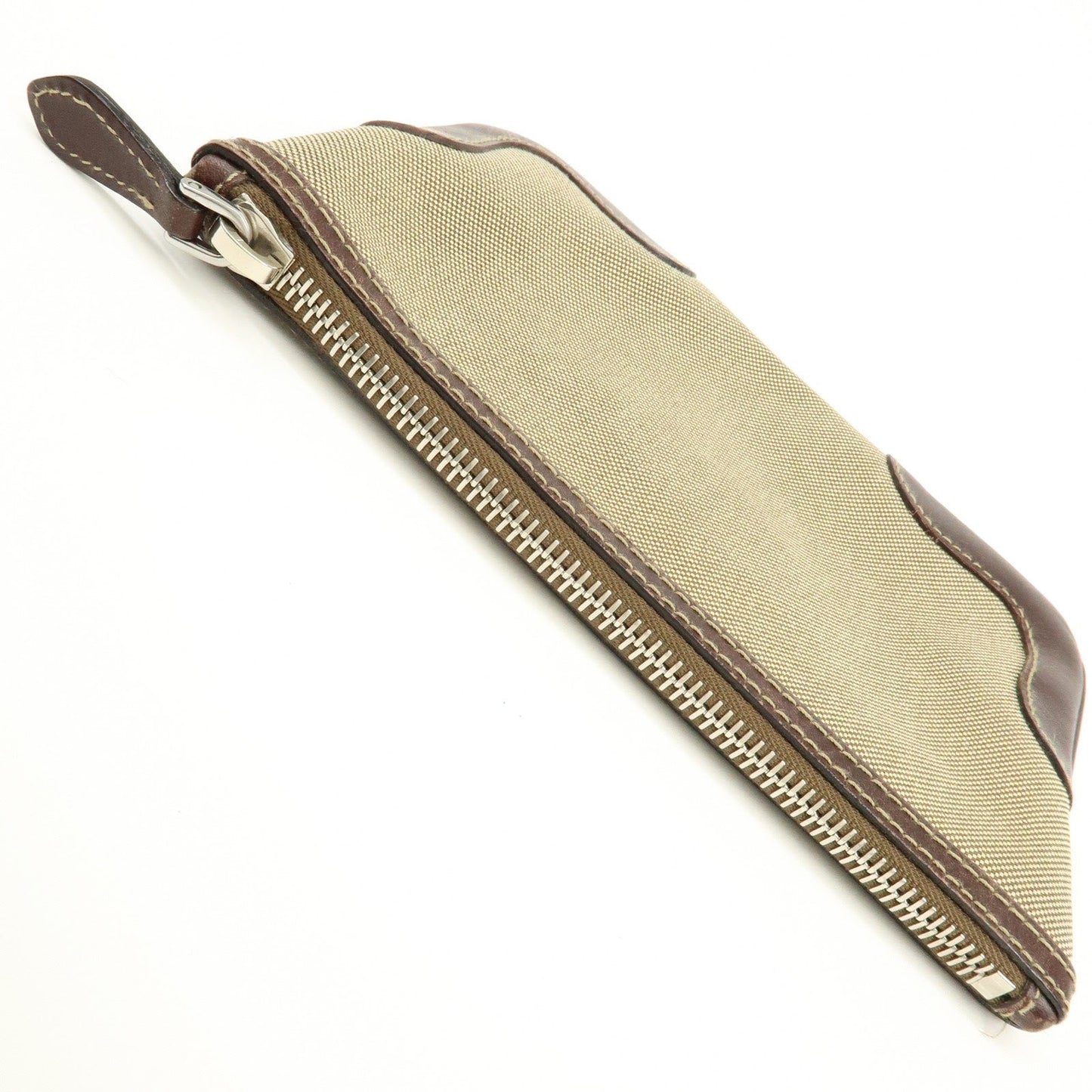 Prada Logo Jacquard Leather Pouch Cosmetic Case Beige Brown【Pre-order】