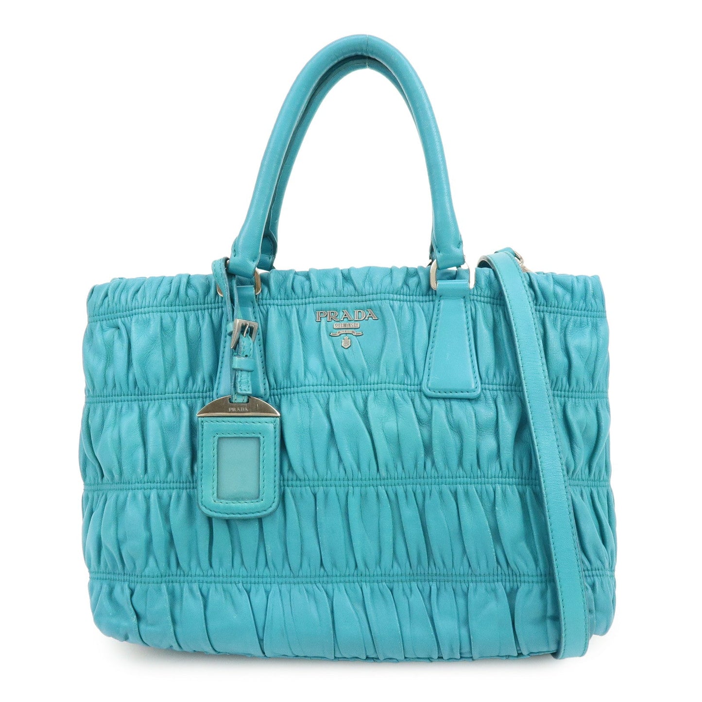Prada Leather 2Way Bag Hand Bag Shoulder Bag Turquoise Blue【Pre-order】