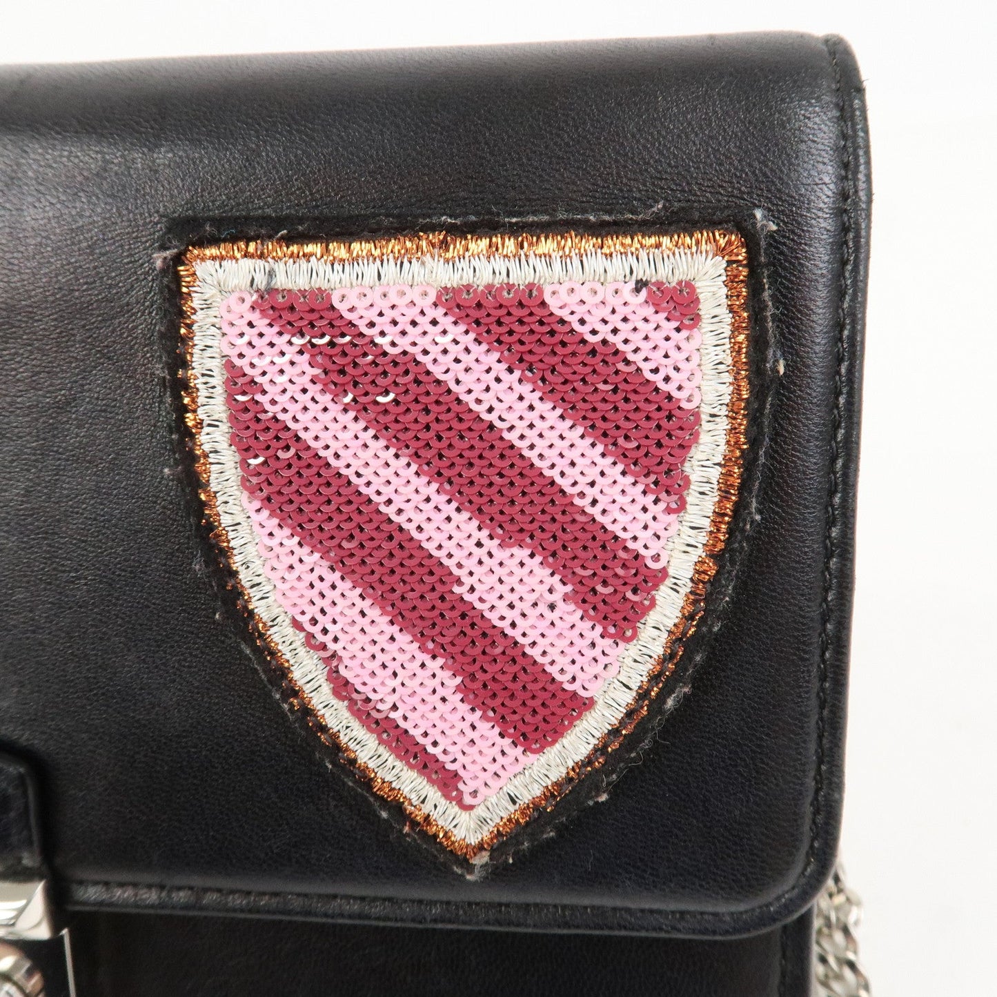 Christian Dior Leather Chain Shoulder Bag Heart Embroidery【Pre-order】