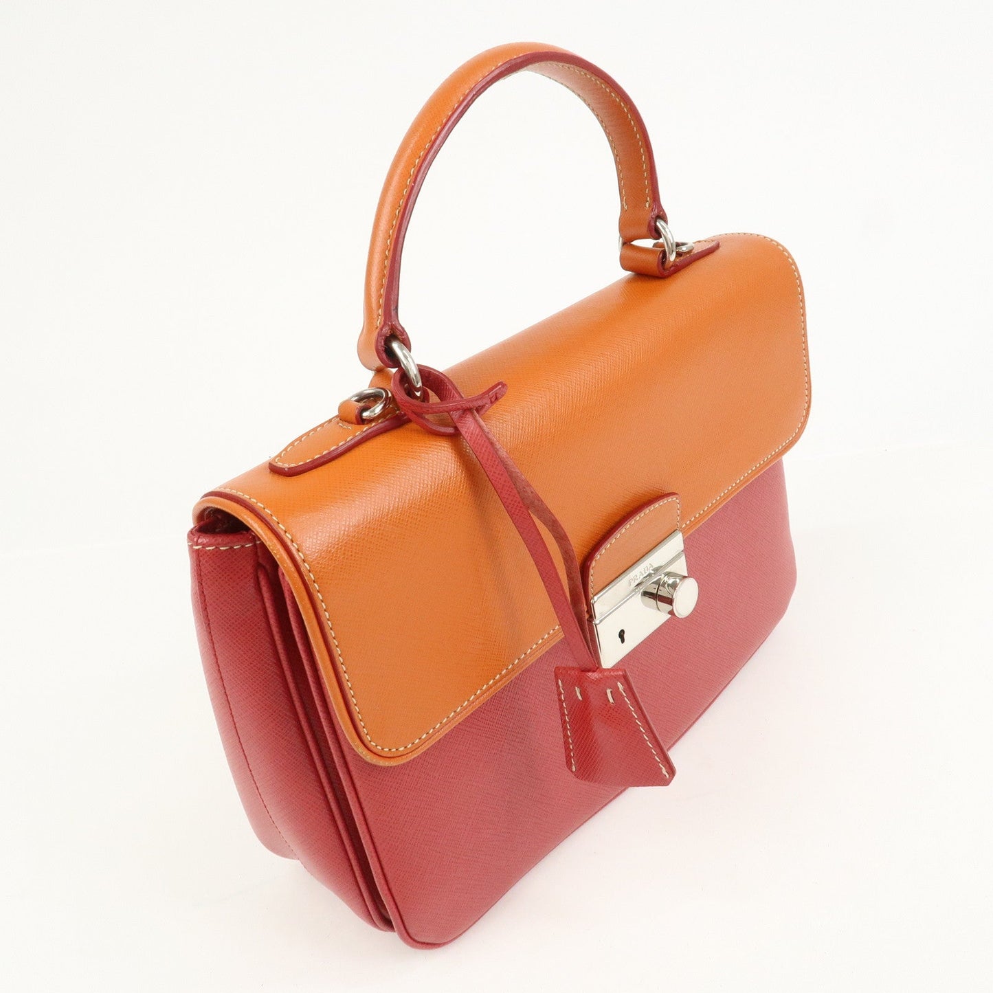 Prada Saffiano Leather 2 Way Bag Tote Bag Shoulder Bag Orange Red【Pre-order】