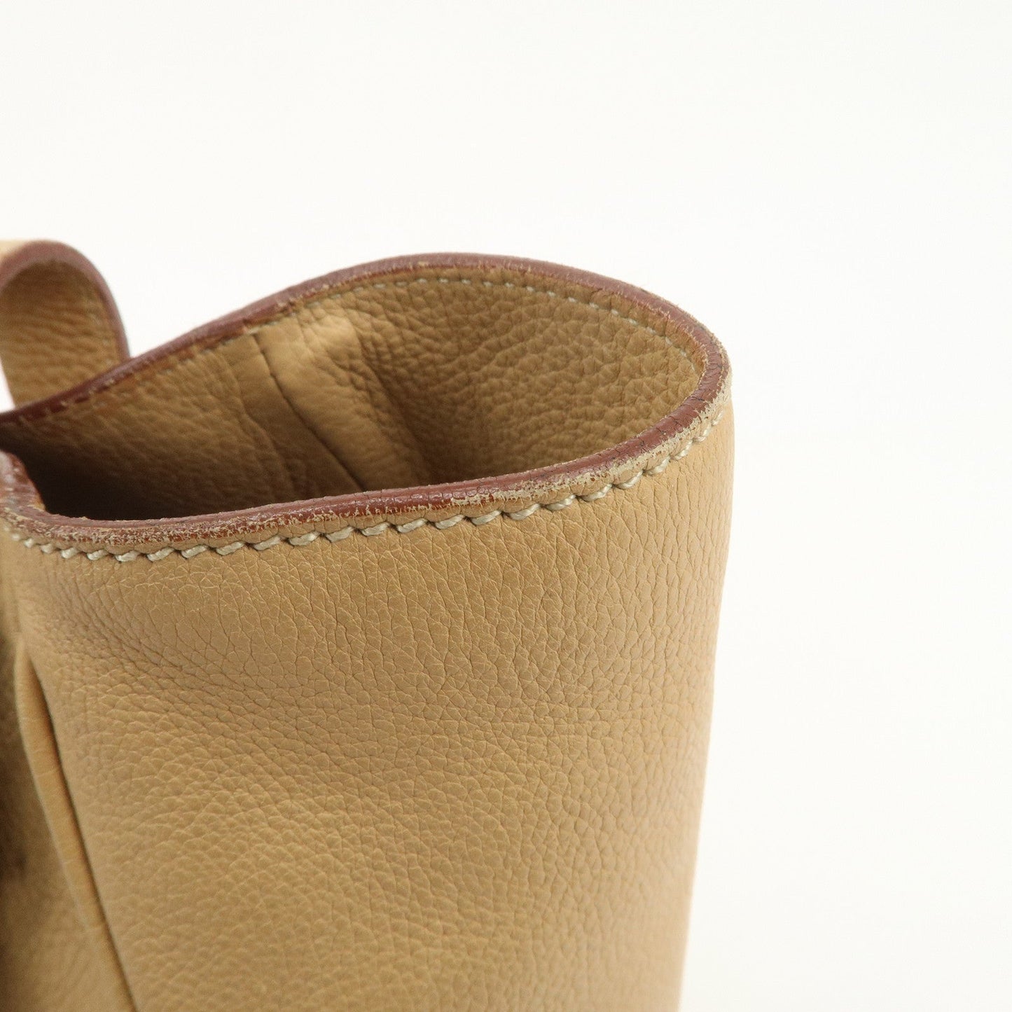 Prada Triangle Logo Leather Shoulder Bag Hand Bag Beige【Pre-order】