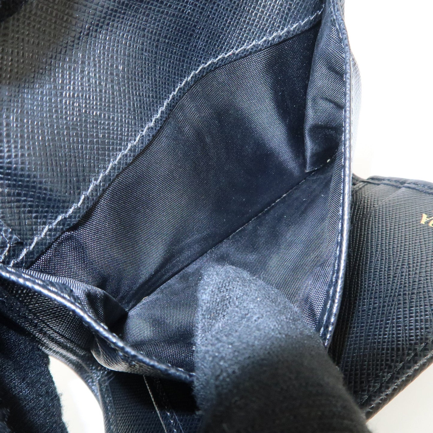 Prada Leather Ribbon Tri-fold Wallet Black 1MH840 Used【Pre-order】