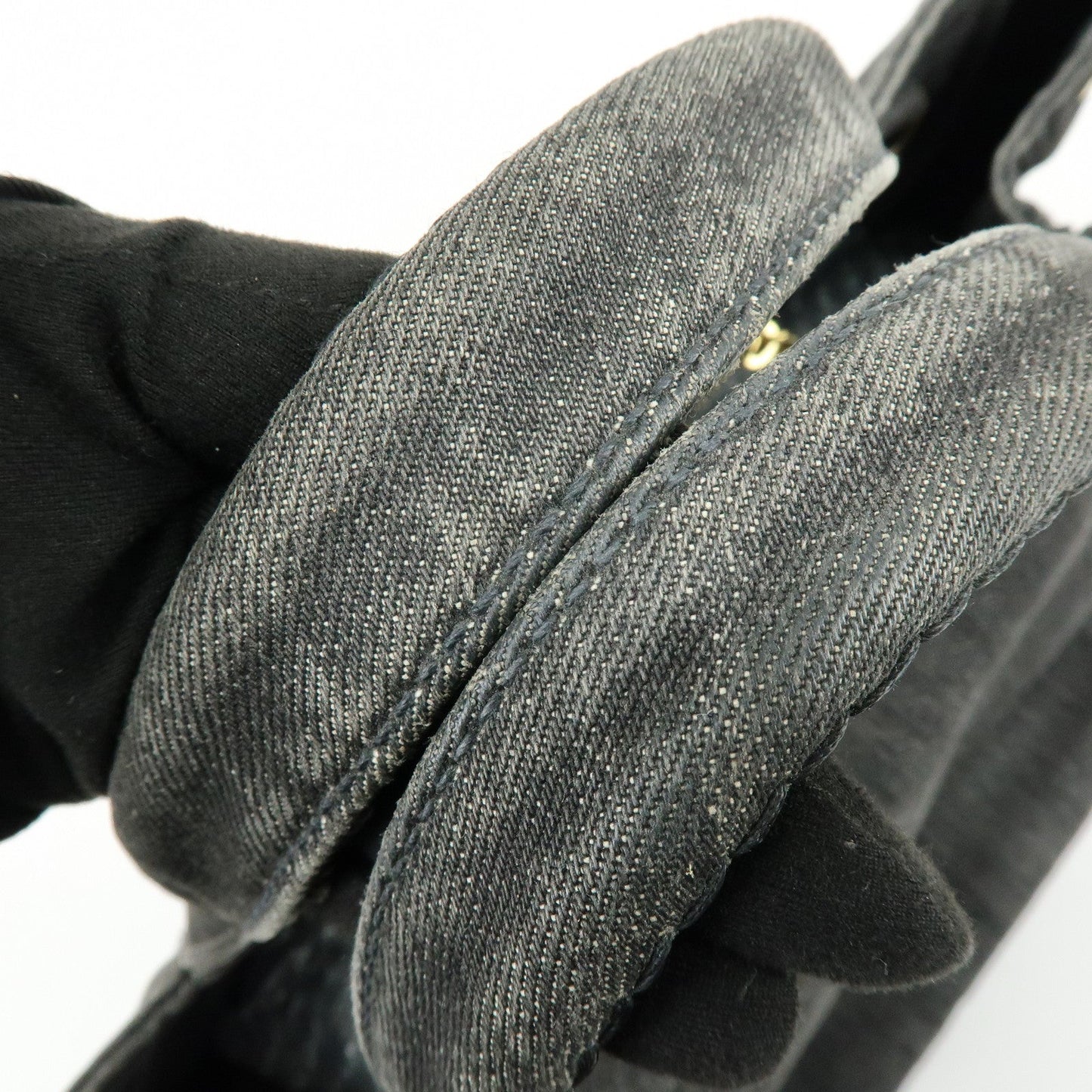 Prada Canapa Denim Tote Bag Hand Bag Black 1BG642【Pre-order】