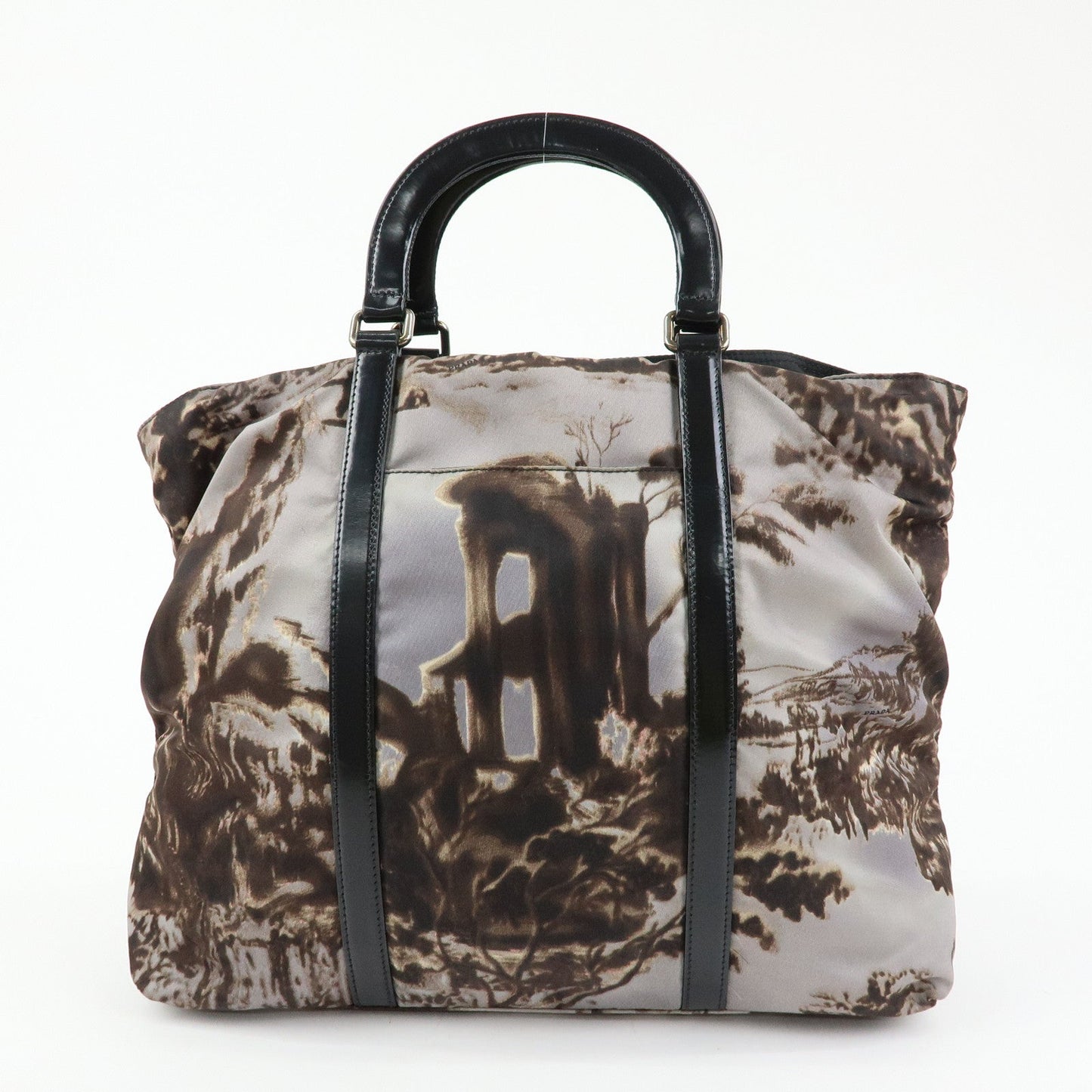 Prada Triangle Logo Nylon Leather Tote Bag Hand Bag Gray BN2791【Pre-order】