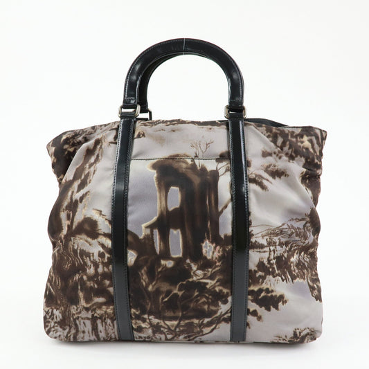 Prada Triangle Logo Nylon Leather Tote Bag Hand Bag Gray BN2791【Pre-order】