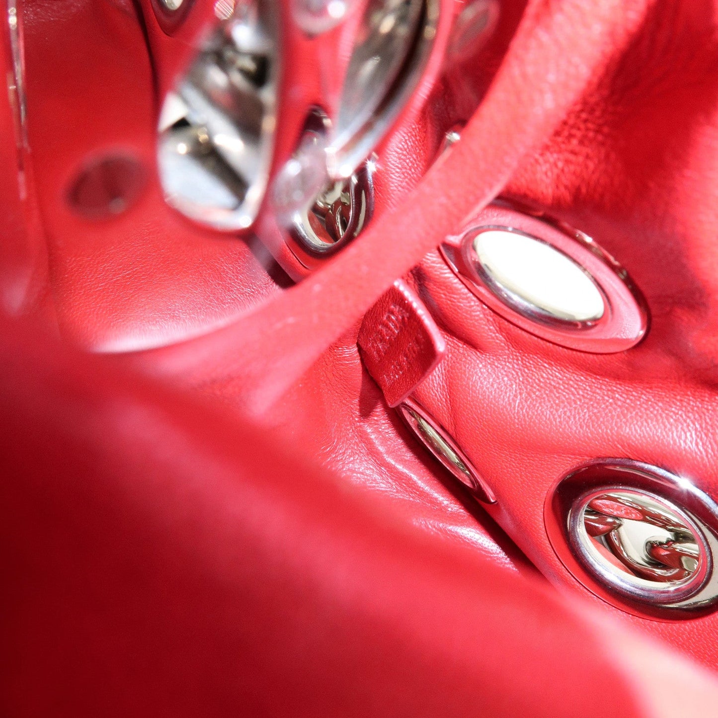 Prada Grommet Leather Chain Shoulder Bag Hand Bag Red【Pre-order】