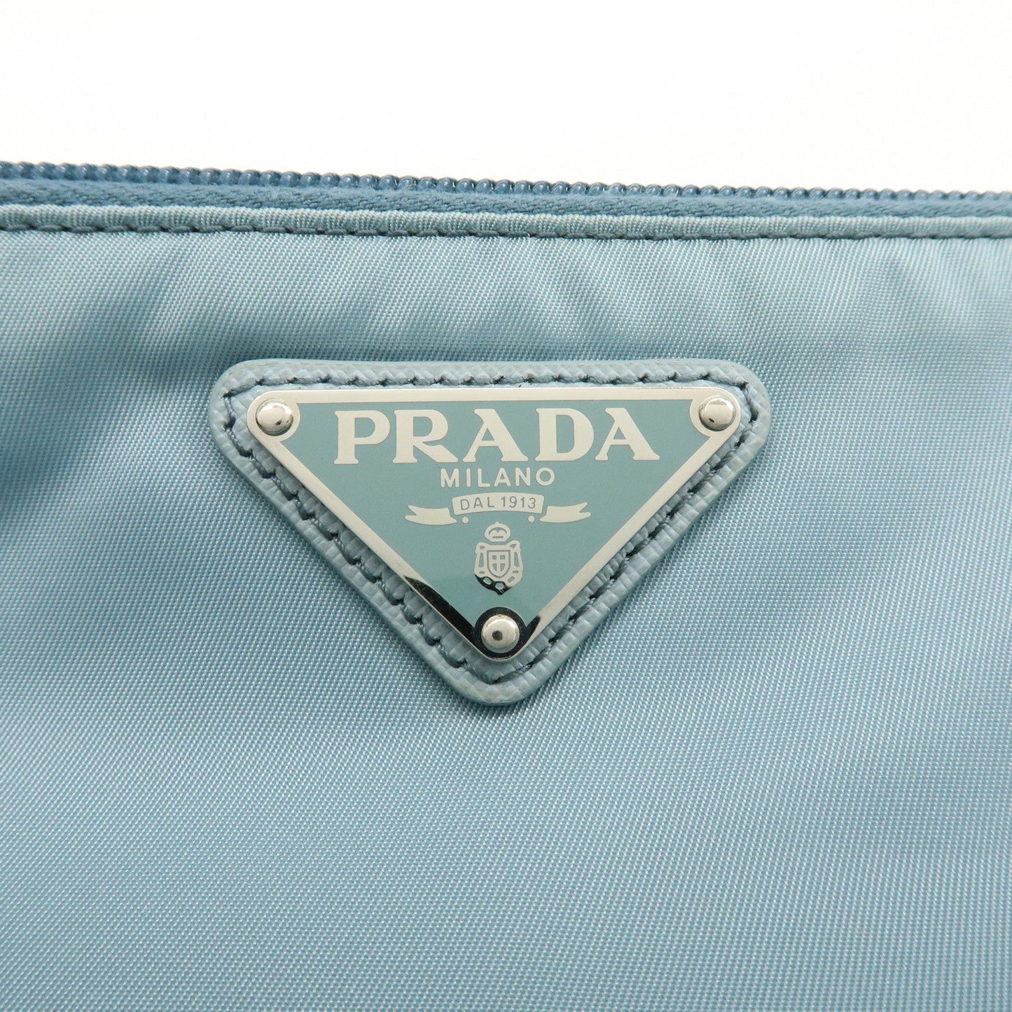 Prada Triangle Logo TESSUTO IMPUNTU Nylon Pouch Light Blue 1NH545【Pre-order】