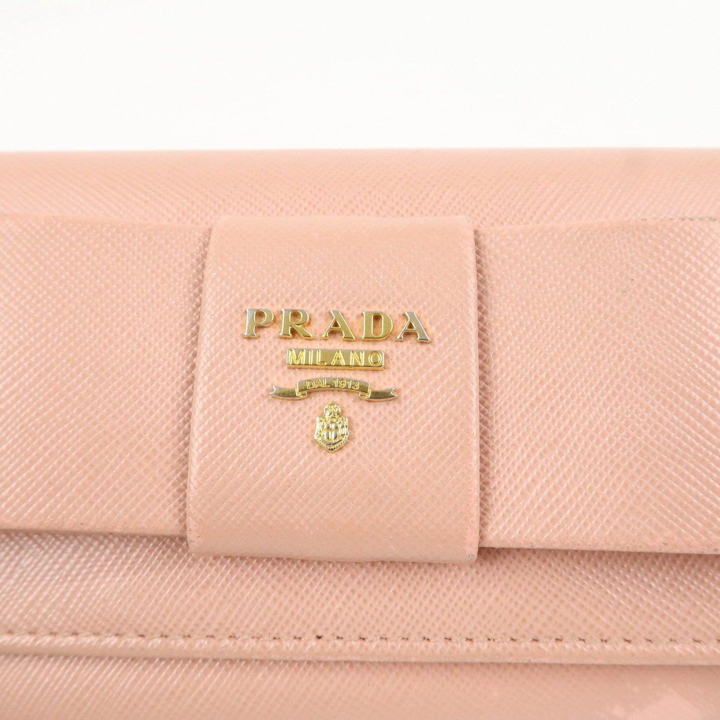 Prada Logo Saffiano Leather Ribbon Long Wallet Pink 1M1132【Pre-order】
