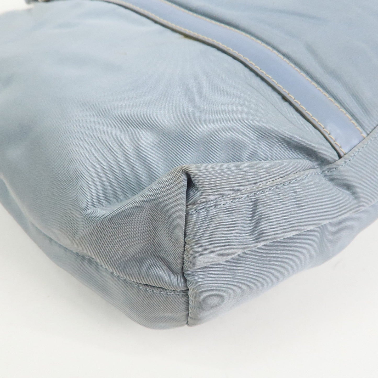 Prada Triangle Logo Nylon Leather Hand Bag Light Blue【Pre-order】