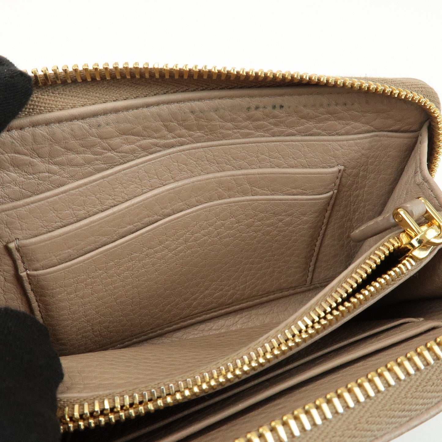 Prada Calf Leather Compact Round Zippy Wallet Beige Gold【Pre-order】