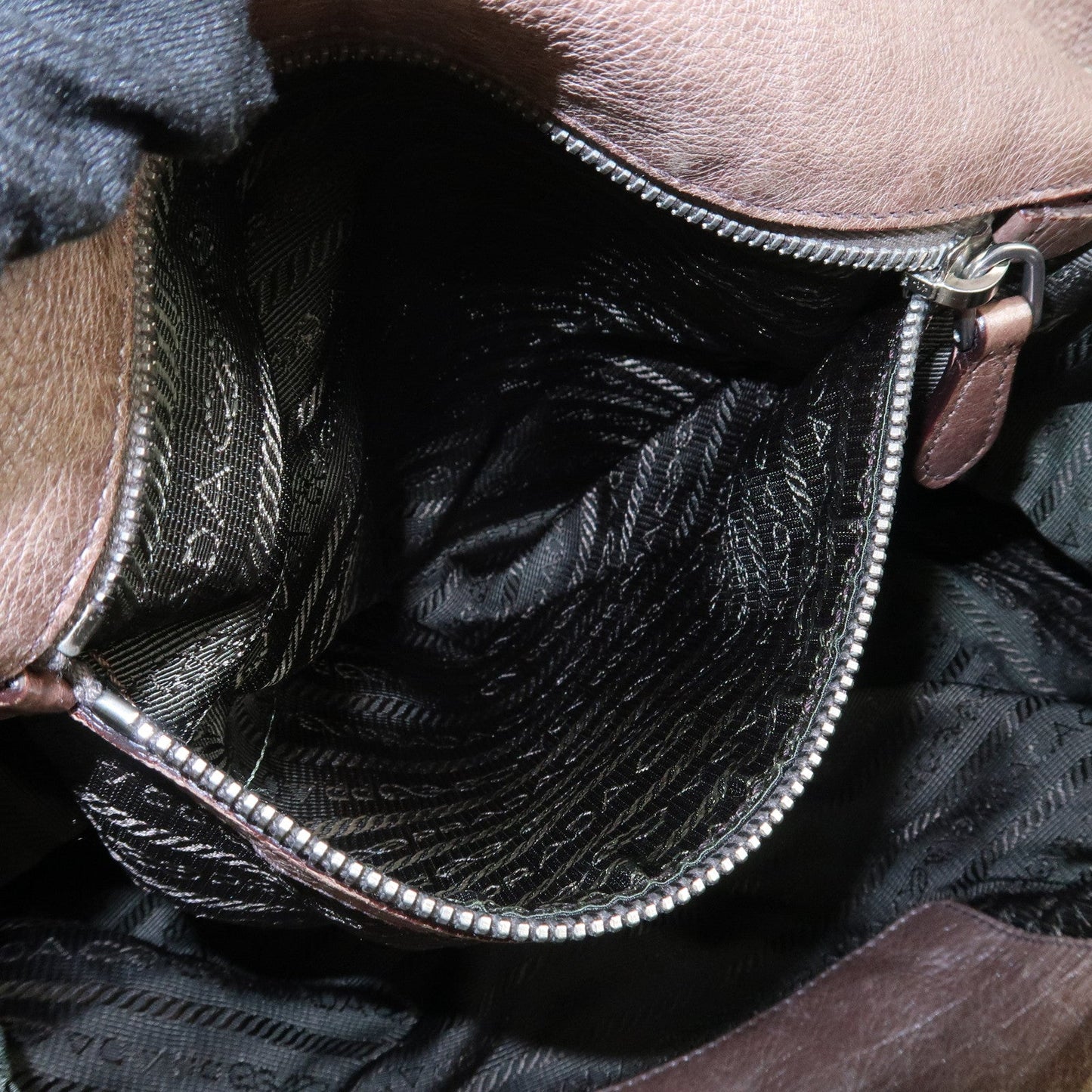Prada Logo Leather Shoulder Bag Hand Bag Metallic Brown BR3901【Pre-order】