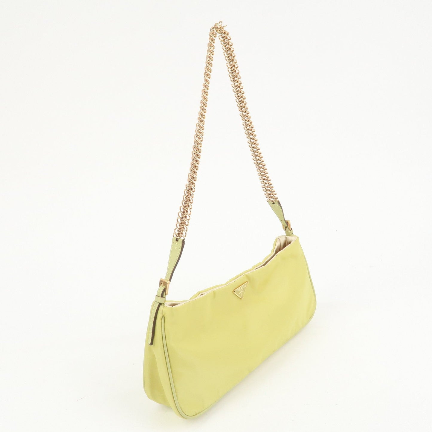 Prada Triangle Logo Nylon Leather Shoulder Bag Yellow BR0107【Pre-order】