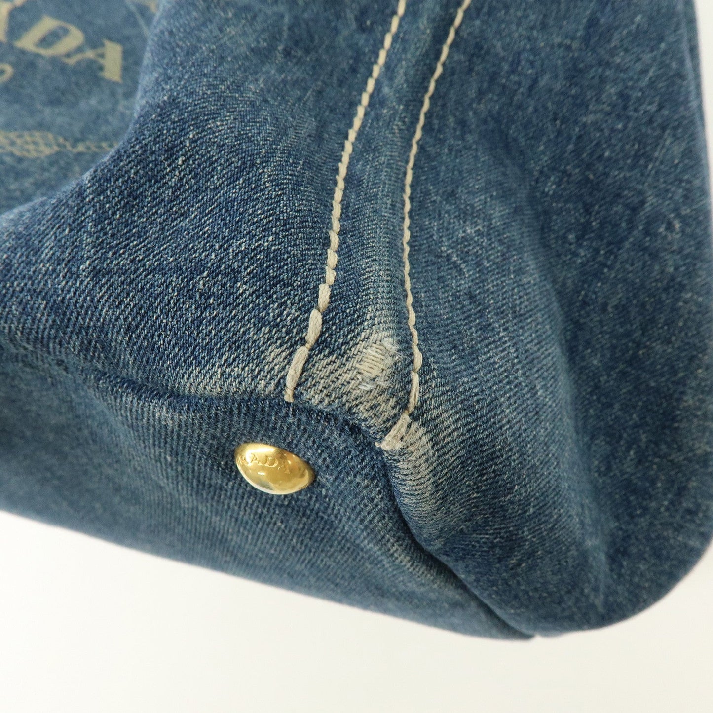 Prada Logo Canapa Canvas Denim Large Tote Hand Bag Blue BN1872【Pre-order】