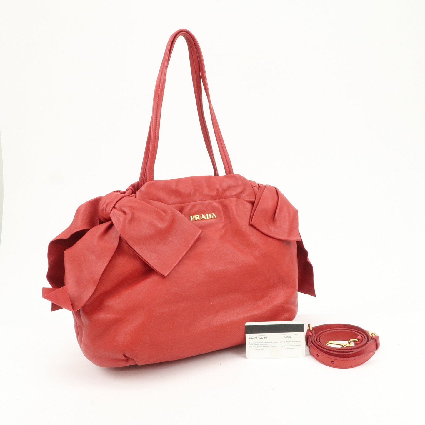 Prada Logo Leather 2Way Bag Hand Bag Shoulder Bag Red BR4205【Pre-order】