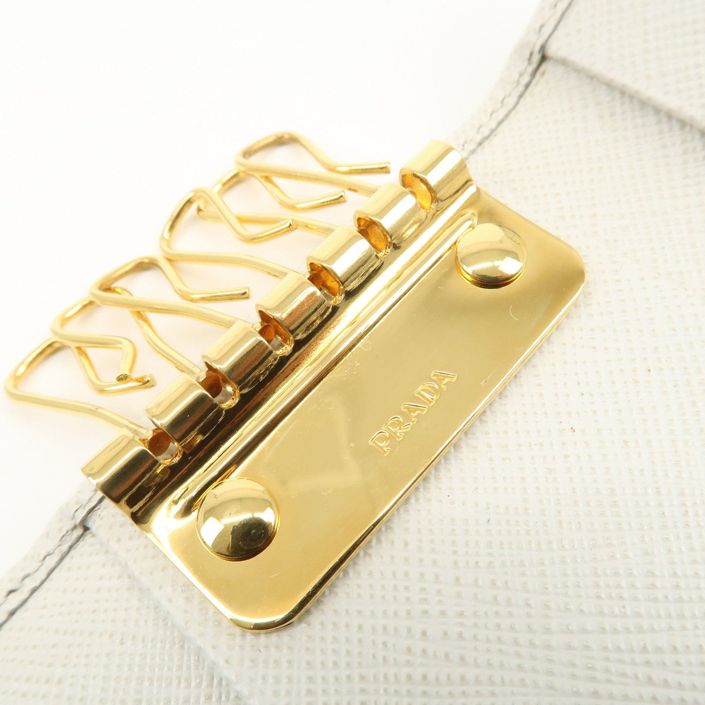 Prada Ribbon Saffiano Leather Key Case Key Holder White【Pre-order】