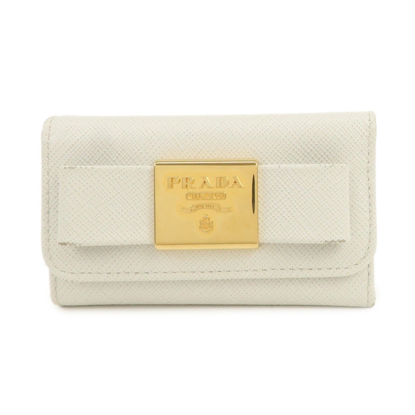 Prada Ribbon Saffiano Leather Key Case Key Holder White【Pre-order】
