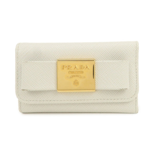 Prada Ribbon Saffiano Leather Key Case Key Holder White【Pre-order】