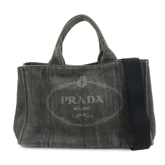 Prada Canapa Denim Tote Bag Hand Bag Black 1BG642【Pre-order】