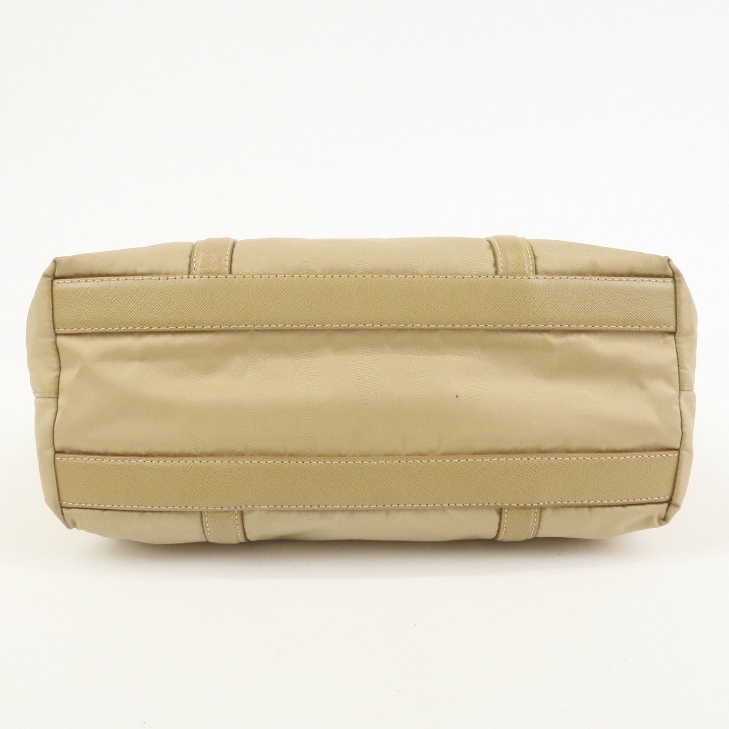 Prada Triangle Logo Nylon Saffiano Leather Tote Bag Beige BR2311【Pre-order】